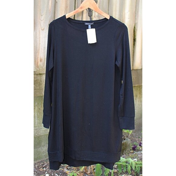 Eileen Fisher NWOT - Bateau Neck Layering Dress in Viscose Jersey Black Med